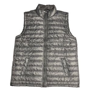 Mens Jackson Hole Quilted Vest Zip Front Outerwear w Pockets Silver Size XXL EUC